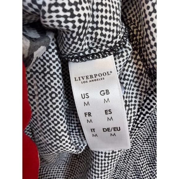 Liverpool Los Angeles Size MED Button Down White Black Red Print - Picture 5 of 7